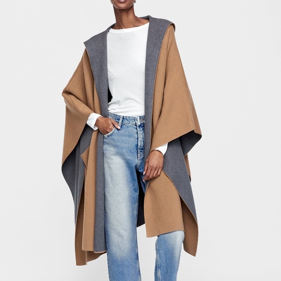 Zara Jackets & Blazers - NWOT zara HOODED DOUBLE-FACED CAPE